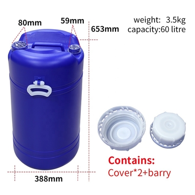 HDPE μπλε 60L πλαστικό τύμπανο 55 γαλονιού με το ODM cOem λαβών Pastic
