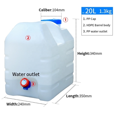 20l πλαστική υπαίθρια δεξαμενή 350*240*340mm συλλογής νερού 5 γαλονιού