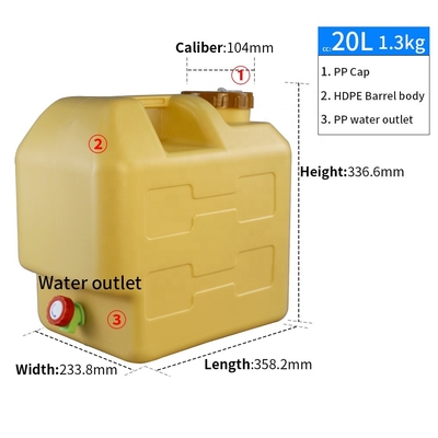 ISO9001 20l Hdpe 5 γαλονιού εμπορευματοκιβώτιο 1.3KG