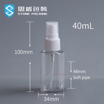 Ανακυκλώσιμο 40ml μπουκάλι 73*34mm ψεκασμού της PET οινοπνεύματος διαφανές