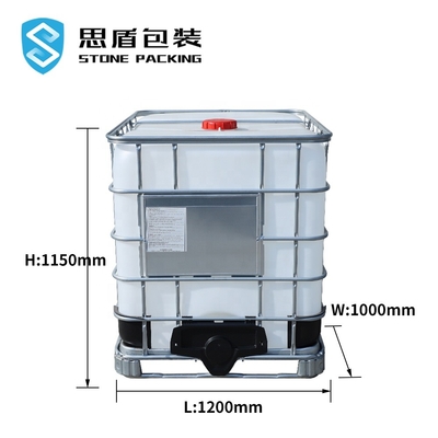 HDPE χημική τετραγωνική δεξαμενή 1000 Ltr βάρος 56kg μετάλλων απόβαρων
